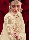 Beige Golden Anarkali Pant Suit In usa uk canada