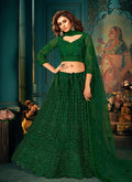 Dark Green Embroidered Wedding Lehenga Choli