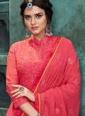 Indian Clothes - Bright Pink Lucknowi Palazzo Suit