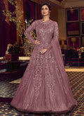 Mauve Embroidered Wedding Anarkali Gown