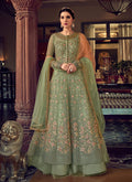 Light Green Embroidered Anarkali Lehenga/Pant Suit