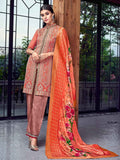 Orange Multi Embroidered Lucknowi Pakistani Pant Suit