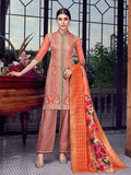 Orange Multi Embroidered Lucknowi Pakistani Pant Suit