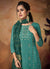 Turquoise Zari Embroidered Palazzo Suit