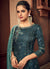 Turquoise Blue Golden Embroidered Designer Palazzo Suit, Salwar Kameez