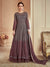 Maroon Grey Zari Embroidered Anarkali Gown Online