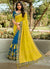 Yellow And Blue Embroidered Silk Saree