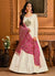 White And Pink Embroidered Silk Anarkali Suit