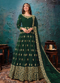 Dark Green Embroidered Wedding Anarkali Suit