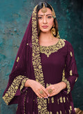 Maroon Embroidered Anarkali Suit