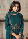 Indian Clothes - Blue Embroidered Designer Salawar Kameez