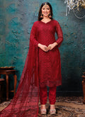 Red Embroidery Designer Salwar Kameez