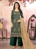 Green Embroidered Designer Palazzo Suit 