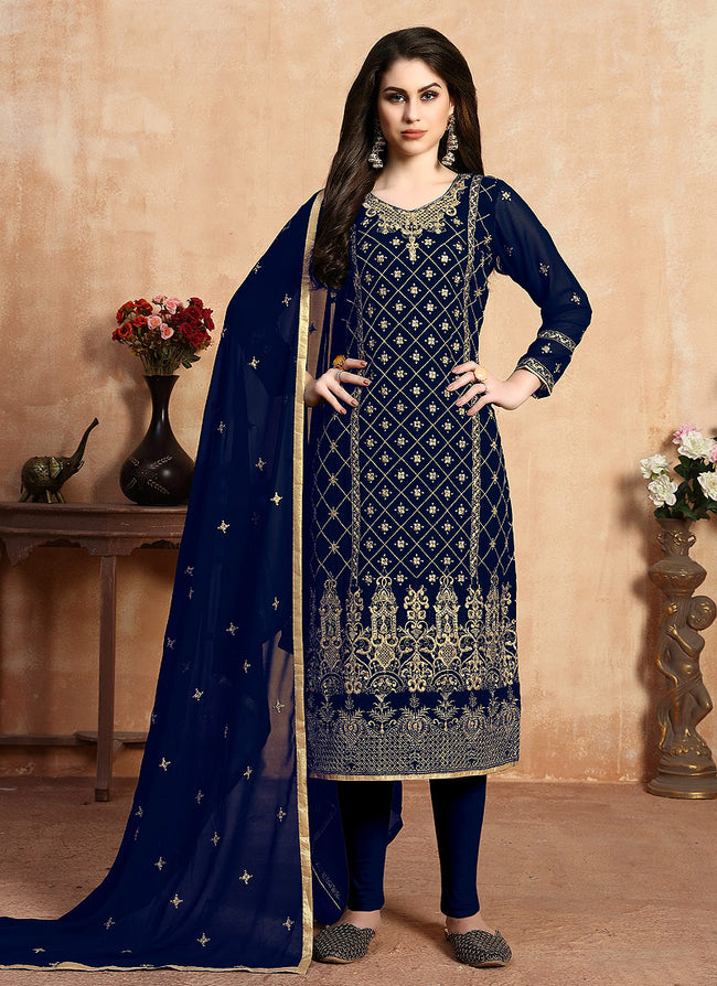 Navy Blue Designer Salwar Kameez