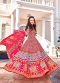 Indian Clothes - Pink Printed Cotton Silk Anarkali Suit