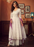 White And Purple Designer Palazzo Suit