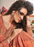 Orange And Maroon Traditional Embroidered Anarkali Suit