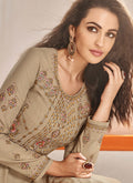 Beige And Yellow Traditional Embroidered Anarkali Suit, Salwar Kameez