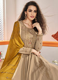 Beige And Yellow Traditional Embroidered Anarkali Suit