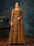 Brown Overall Traditional Embroidered Flared Anarkali Suit