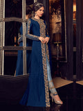 Dark Blue In Dual Tone Traditional Embroidered Anarkali Suit