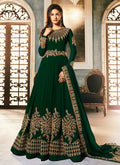 Indian Clothes - Deep Green Golden Embroidered Anarkali Suit