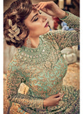 Sea Green Royal Embroidered Backless Anarkali Suit