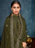 Indian Clothes - Olive Green Pakistani Palazzo Suit