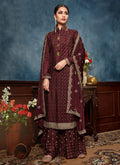 Maroon Pakistani Palazzo Suit